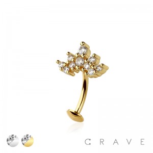 MULTI CZ MARQUISE TOP 316L SURGICAL STEEL THREADLESS FLOATING BELLY BUTTON RING